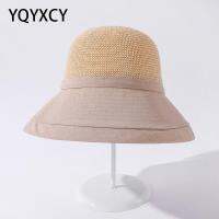 YQYXCY Bucket Hat Spring Summer Hats For Women Knitted Top Sunhat Outdoor Breathable Fashion Korean 2021 New