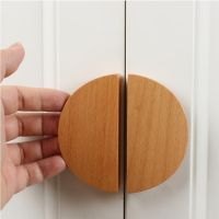 ✺✑ Kitchen Cabinet Door Wood Knobs Pulls Wardrobe Shoe Cupboards Drawer Semicircle Pulls Dressing Table Wooden Furniture Handles