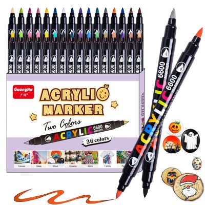【CC】 Guangna 36/60 Colors Markers Set Headed  Colored Paint Pens Stone Glass Wood Canvas