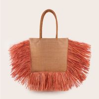 Bohemian Tassel Raffia Large Capacity Tote Bags For Women Woven Straw Shoulder Bag Luxury Wicker Lady Hand Bags Summer Beach Bag