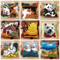 Latch Hook Pillow Knooppakket Beautiful Scenery Sunset Carpet Needlework Set Latch Hook Cushion Button Package knoopkussen