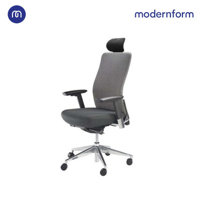 Modernform เก้าอี้สำนักงาน รุ่น Series15 เบาะสีดำ พนักพิงสูง สีเทา เก้าอี้ทำงาน เก้าอี้ออฟฟิศ เก้าอี้ผู้บริหาร เก้าอี้ทำงานที่รองรับแผ่นหลังได้ดีเป็นพิเศษ  ปรับที่วางแขนได้ 3 ทิศทาง  ปรับล็อคเอนพนักพิงได้ 4 ตำแหน่ง พนักพิงสูง