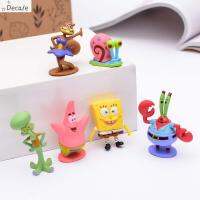 ฟองน้ำ Kids Toys หุ่นแอคชั่นของเล่นโมเดล SpongeBob หุ่นของเล่น6ชิ้น/ชุดเครื่องประดับบ้านแบบแบนปลาดาวแพททริกลายการ์ตูน