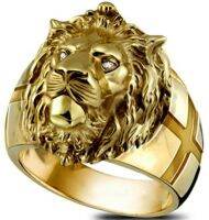 New Golden Lion Head Ring Stainless Steel Cool Boy Band Party Lion Domineering Mens Golden Head Unisex Jewelry Wholesale