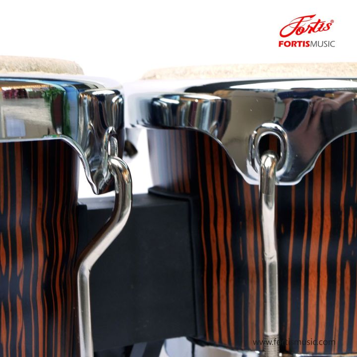 makana-bongo-กลองบองโก้-202-ขอบโครเมี่ยม-สีอีโบนี่-ebony-chrome-พร้อม-ขาตั้งบองโก้-โครเมี่ยม-1-ต้น