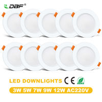 [DBF]2ชิ้นล็อต Driverless LED โคมดาวน์ไลท์ SMD 2835 3W 5W 7W 9W 12W AC220V LED เพดานจุดไฟห้องนอนแสงในร่ม