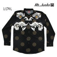 ?ส่งฟรี?เชิ้ตแขนสั้น งานต่อลาย mr-Junko ผ้าซาติน นิ่มใส่สบายไม่ร้อน L-174-L