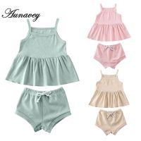 NEW 2020 Summer Newborn Kids Baby Girl Clothing Ruffled Sleeve Shirt Top Pants Shorts Kintted Ribbed Outfit 2PCS Clothes Set  by Hs2023