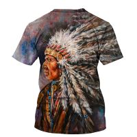 - T SHIRT[KiPgtoshop]  Creative summer production mens round neck short sleeve Indian culture 3D printing