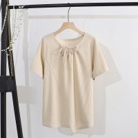 【มีไซส์ใหญ่】Plus Size XL-3XL Womens Summer Tshirts Casual Irregular Tops