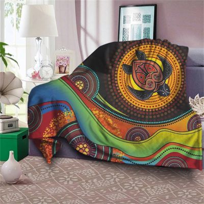 （in stock）Australian aboriginal sea turtle design Flannel blanket winter warmth large sofa bed fluffy plush Duvet（Can send pictures for customization）