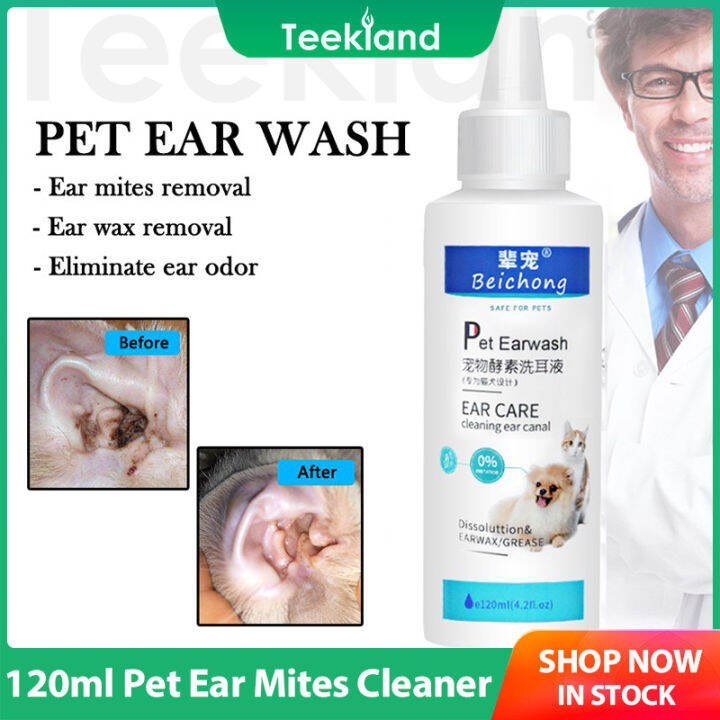Teekland Pet Ear Drops Pet Ear Mites Cleaner Dogs Cat Mites Odor