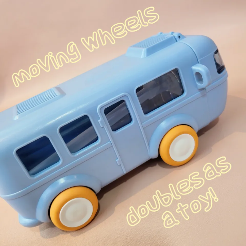 1pc Blue 500ml/16oz Car Or Bus Design Kids' Cute Straw Plastic