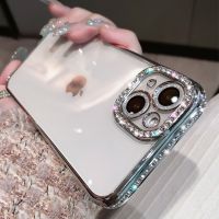 Luxury Plating Glitter Diamond Transparent Case for iPhone 13 11 12 14 Pro Max Plus Girl Female Soft Silicone Shockproof Cover