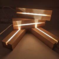 ஐ△ USB LED Night Light Wooden Base Cable Switch Multi-function Warm White Lights Bedroom Decoration 3D Acrylic Glass Children