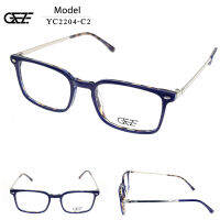 ?กรอบแว่นตา GEZE METAL รุ่น YC2204-C2 สีน้ำเงินกรม ขาสีเงิน Vintage โลหะ น้ำหนักเบา ใส่สบาย (บริการตัดเลนส์สายตาราคาถูก)