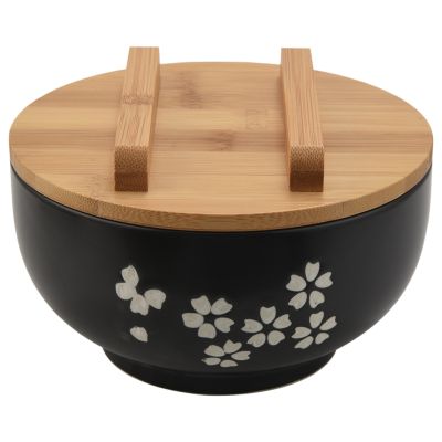 Japanese Bowl Instant Noodles Tableware Dining Room Tableware Salad Ceramic Bowl Bring Wooden Spoon Wooden Chopstick