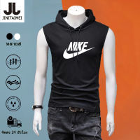 Mens Hooded Vest Casual Loose Fitting Hooded Fitness Clothes