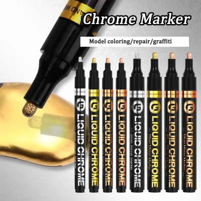 Liquid Chrome-Plated Metallic Pens Permanent Paint Markers Plumones Gold/Silver 0.7/1/2/3MM Art Supplies Artist Graffiti Pen