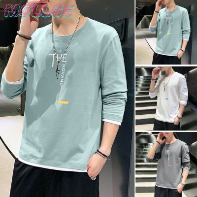 ✨MOLLGE✨Summer Korean printing fashion round neck mens long-sleeved T-shirt