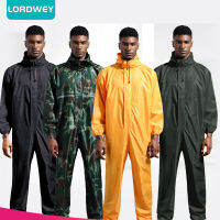 LORDWEY Conjoined Raincoat Coverall หมวกกันน้ำมันทำงานความปลอดภัยขี่จักรยานกันน้ำรถจักรยานยนต์เสื้อกันฝน Jumpsuit Capa Chuva Rain Suit