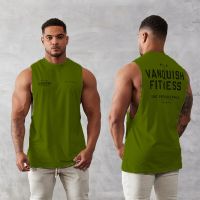 Jogger Gym Running Training Clothing Vest Top Summer New Mens Tank Top Sports Fitness Cotton Round Neck Sleeveless T-Shirt