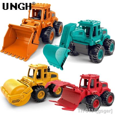 ☎☃๑ Ungh 4 pçs/set puxar para trás engenharia diecast carro guindaste escavadeira dump mixer caminhão inercial veículo brinquedos crianças