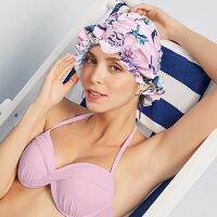 Women Ladies Fashion Stylish Nylon Retro Ruffle Comfortable Swimming Cap Hats Accessories Waterproof Fishtail Swim Caps