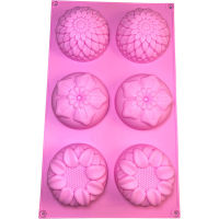 6 6Holes DIY Mold Crafts Candle Handmade Cake Mould Flower Shaped Silicone