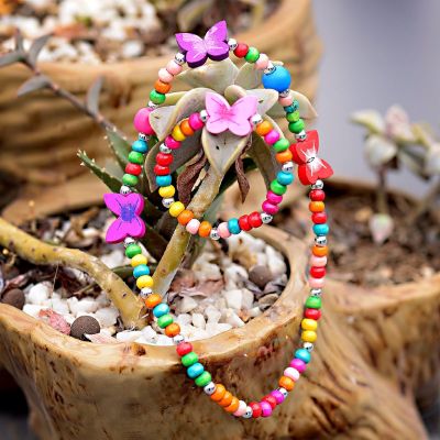 Lovely Children Jewelry Sets For Girls Jewelry Cute Multicolor Wooden Bead Jewelry Necklace celet Fun