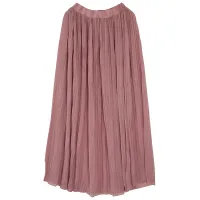 All Seasons Women Fashion Vintage High Waist Long Skirt Elastic Waist Solid Color Casual Party Pleated Skirts