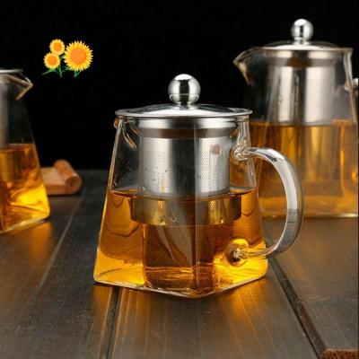 HTRXB ที่กรองชาสแตนเลสชาหอมกาแฟที่สามารถถอดออกได้พร้อมกระจกที่กรองชากาน้ำชาทรงเหลี่ยมกาต้มน้ำ