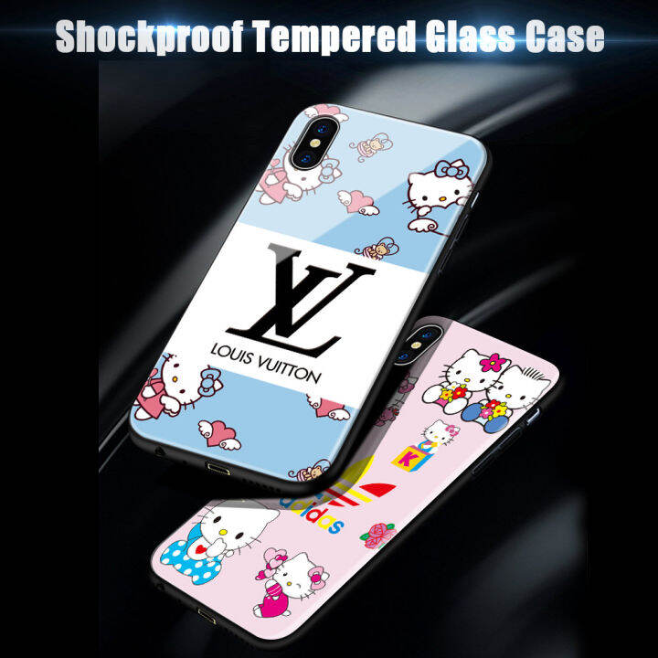 ggk-เคสมือถือการ์ตูนแมวคิตตี้สำหรับ-vivo-y78-5g-y78-5g-สำหรับเด็กผู้หญิงกระจกนิรภัยมันวาวเคสโทรศัพท์หลัง