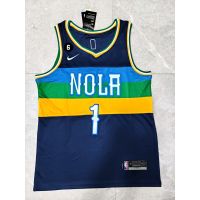 Mens 2023NBA New Orleans Pelicans Zion Williamson Blue 2023 Basketball Jersey