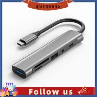 QIANGNAN6 6 In 1 3.5มม. USB เสียง3.0ขยาย PD ชาร์จ4K HDMI Type-C Splitter แท่นวางมือถือ USB C HUB