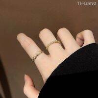 ? เครื่องประดับ Two-piece leaves zircon ring female contracted design feeling ins wet web celebrity fashion and personality with the index finger ring