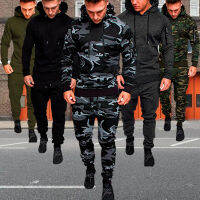 Mens 2 Piece Tracksuit Sweatsuit Jogging Casual Warm Breathable Wicking Fitness Running Sportswear Military Tactical Hoodie+Pant