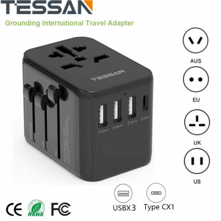 TESSAN Type C/G/A/I) Global Travel Adapter International Charger ...