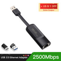 USB 3.0 Ethernet ไปยัง RJ45 2.5G อะแดปเตอร์แบบมีสาย Type-C Converter Lan Network Hub สำหรับ Windows 7810 MAC Driver ฟรีขายส่ง