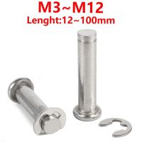 M4 M5 M6 M8 M10 M12 304 Stainless Steel Pin Flat Head Slotted Pin Circlip Pin Positioning Cylindrical PinWith Circlip