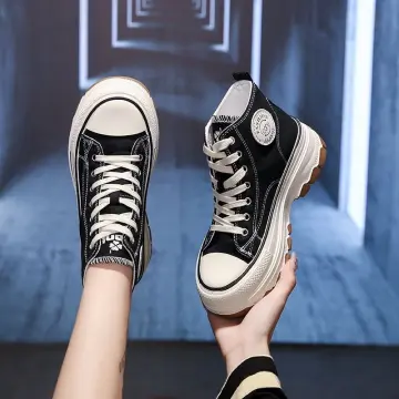 SEPATU KETS HAK TINGGI WANITA || SEPATU SNEAKERS KASUAL WARNA PUTIH