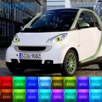 ไฟหน้า Rgb หลายสีแอลอีดีแหวนเฮโลตานางฟ้า Drl Rf การควบคุมระยะไกลสำหรับสมาร์ท Fortwo W451 Mk2 2008 2014อุปกรณ์เสริม