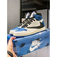 2023 Original Unisex Travis Scott x Fragment x J 1 High OG "Military Blue" Lightning Barb High TopBasketball Shoes For Men Sneakers For Women Couple Shoes