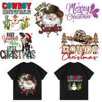 2023 NewChristmas Santa DTF เสื้อยืดถ่ายเทความร้อน DIY พิมพ์สติกเกอร์ตกแต่งผู้ชายและผู้หญิง Hoodie เหล็กบนสติกเกอร์