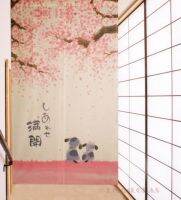 【100%-New】 Ingco mall ผลิตภัณฑ์อาบน้ำ150X85Cm Romantic Blossom Cherry Sakura Dogs Pattern ผ้าม่านประตูญี่ปุ่น