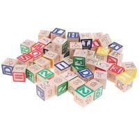 Kesoto 50Pcs Wooden A~Z Alphabet Numbers Cube Cognitive Blocks Kids Educational Toy