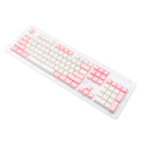 PBT Keycaps สำหรับแป้นพิมพ์เครื่องกล,Double Shot Pink White Combo รองรับ Backlit US Standard 104 Keys Keycap พร้อม Key Puller