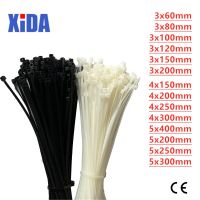 Self-locking Plastic Nylon Tie 100 PCS White 5X300 Cable Tie Fastening Ring 3X200 Cable Tie Zip Wraps Strap Nylon Cable Tie Set