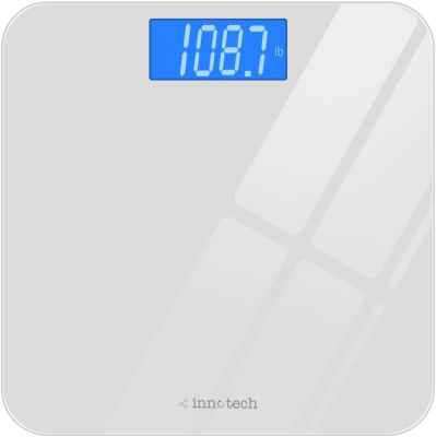 Innotech Digital Bathroom Scale with Easy-to-Read Backlit LCD (White)