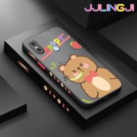 Jlingji เคสสำหรับ Xiaomi Redmi Note 5 Note 5 Pro Note 5A Prime Case การ์ตูน Bowtie รูปหมีบางขอบสี่เหลี่ยมด้านข้างดีไซน์ใหม่มีน้ำค้างแข็งโปร่งใสกันกระแทกเคสมือถือแข็งปลอกซิลิโคนคลุมทั้งหมดกล้องป้องกัน Softcase